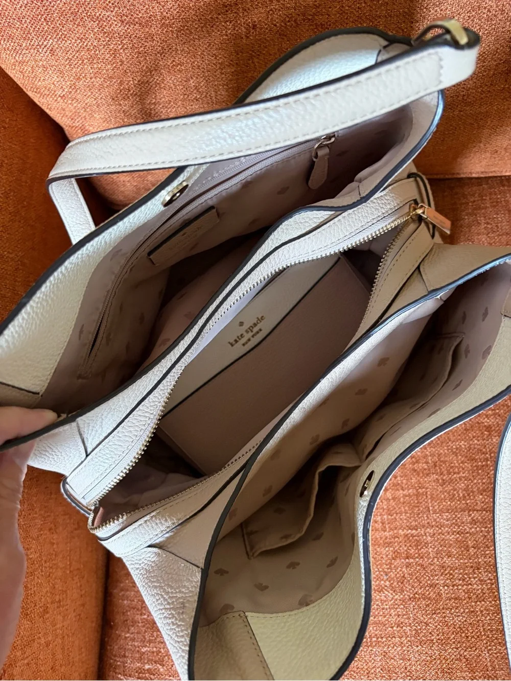 kate spade Cream and Tan Pebbled Leather Shoulder Bag